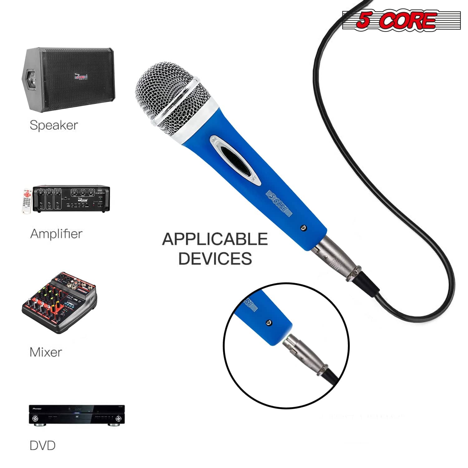 Premium Dynamic Microphone with 12ft Detachable XLR Cable PM 286 BLU