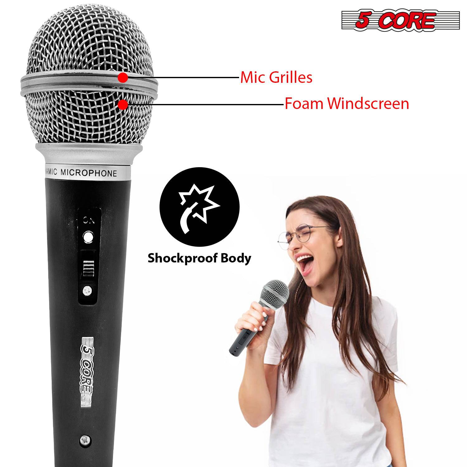 5 CORE Premium Vocal Dynamic Cardioid Handheld Microphone with XLR cord (PM 58)