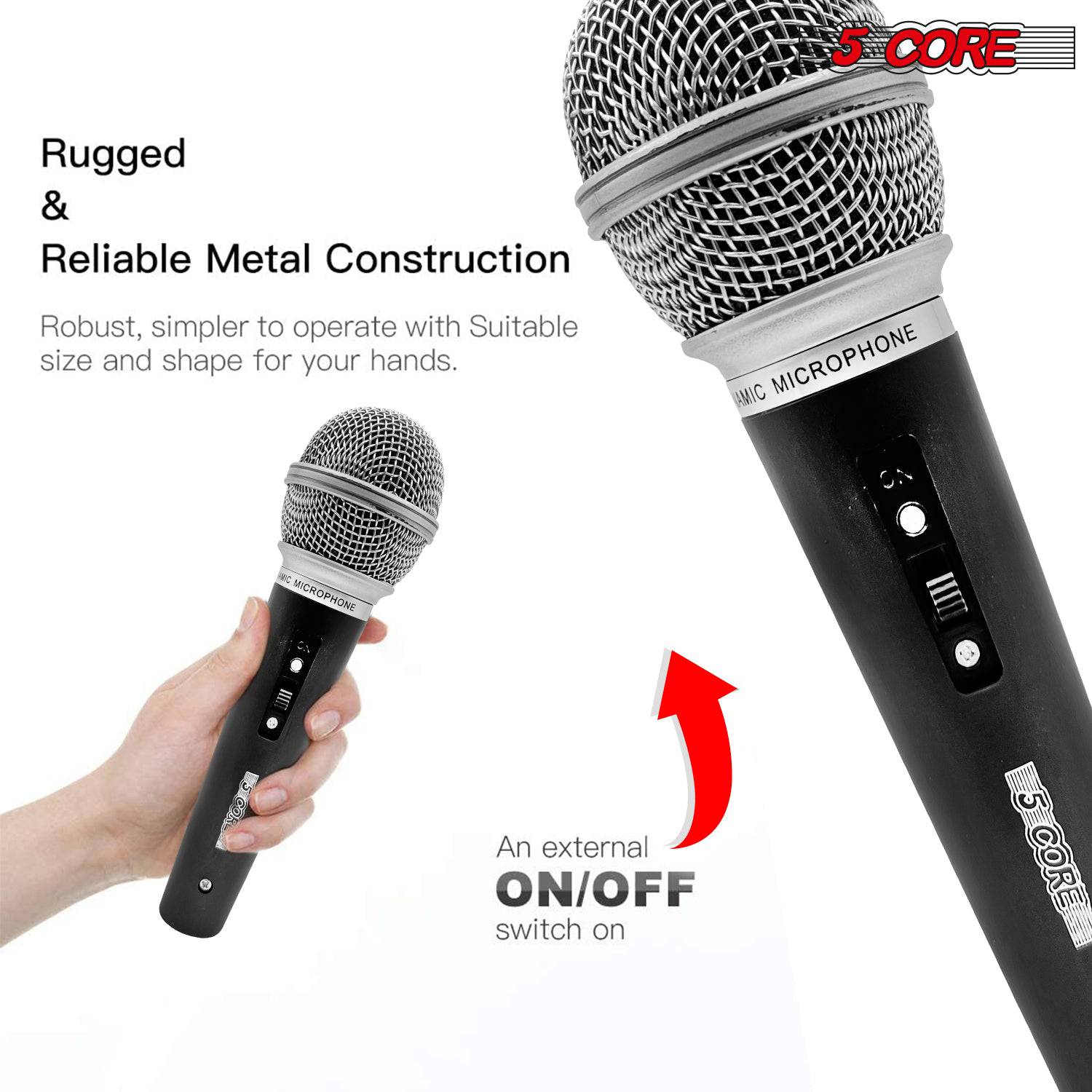 5 CORE Premium Vocal Dynamic Cardioid Handheld Microphone with XLR cord (PM 58)