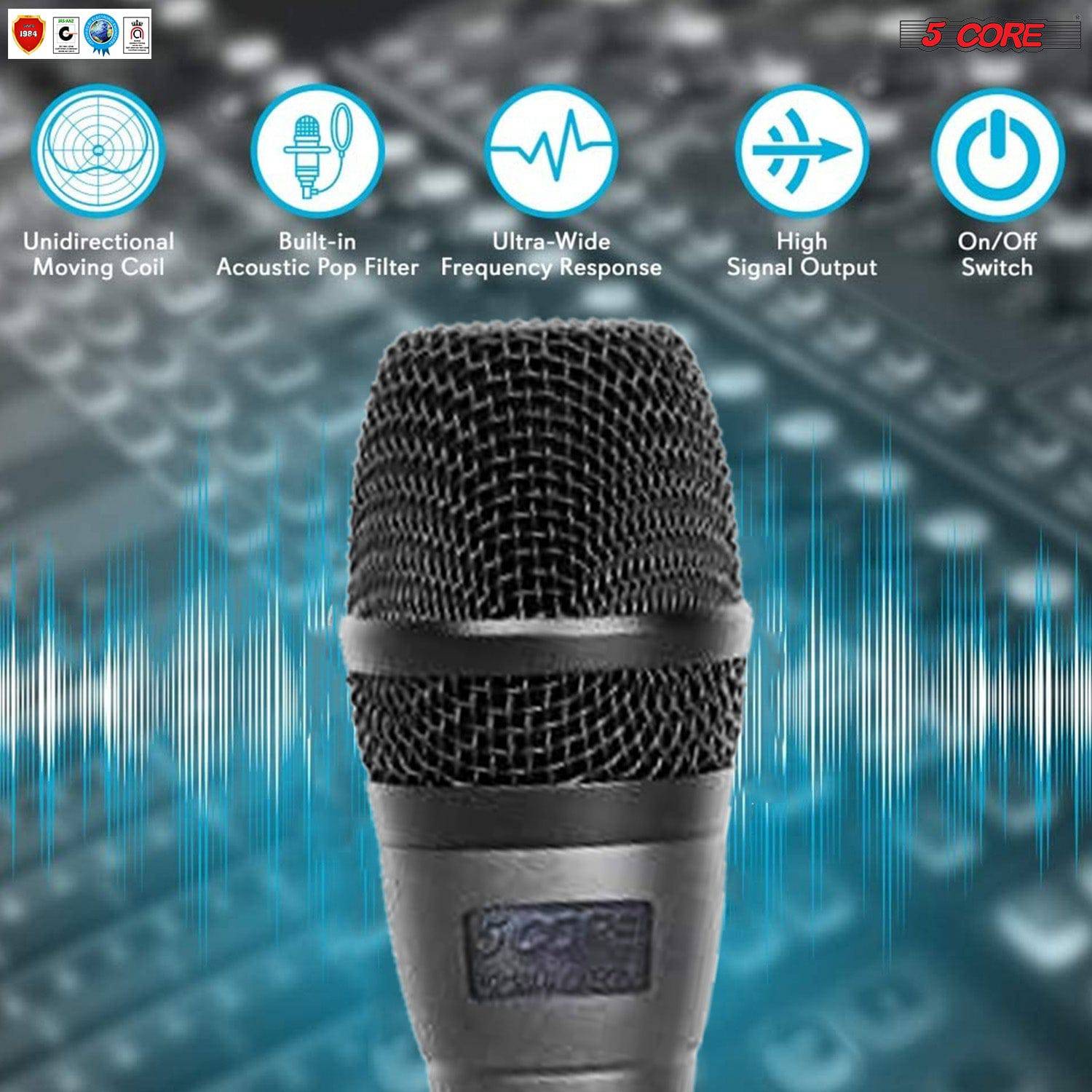 5 CORE Premium Vocal Dynamic Cardioid Handheld Microphone Neodymium