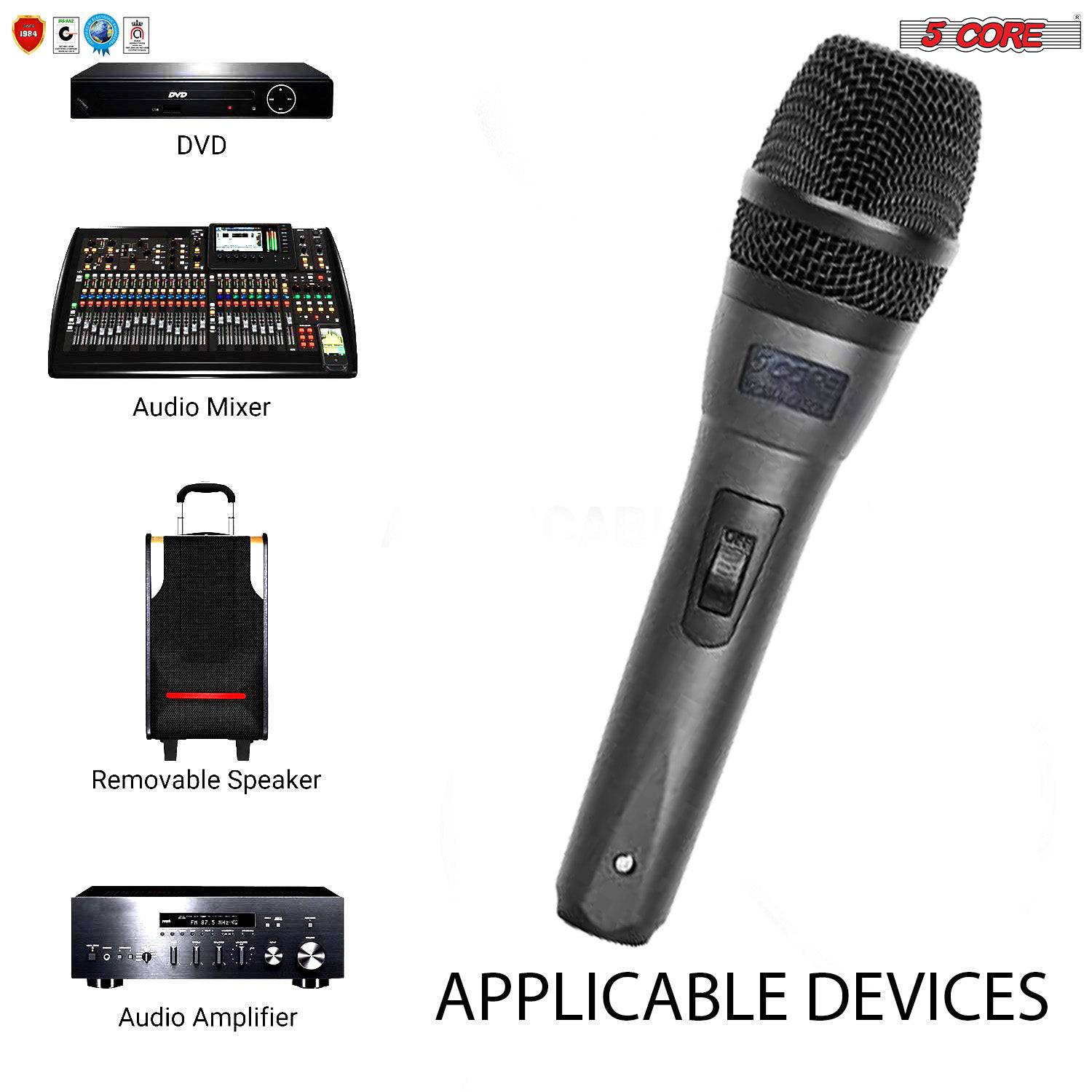 5 CORE Premium Vocal Dynamic Cardioid Handheld Microphone Neodymium