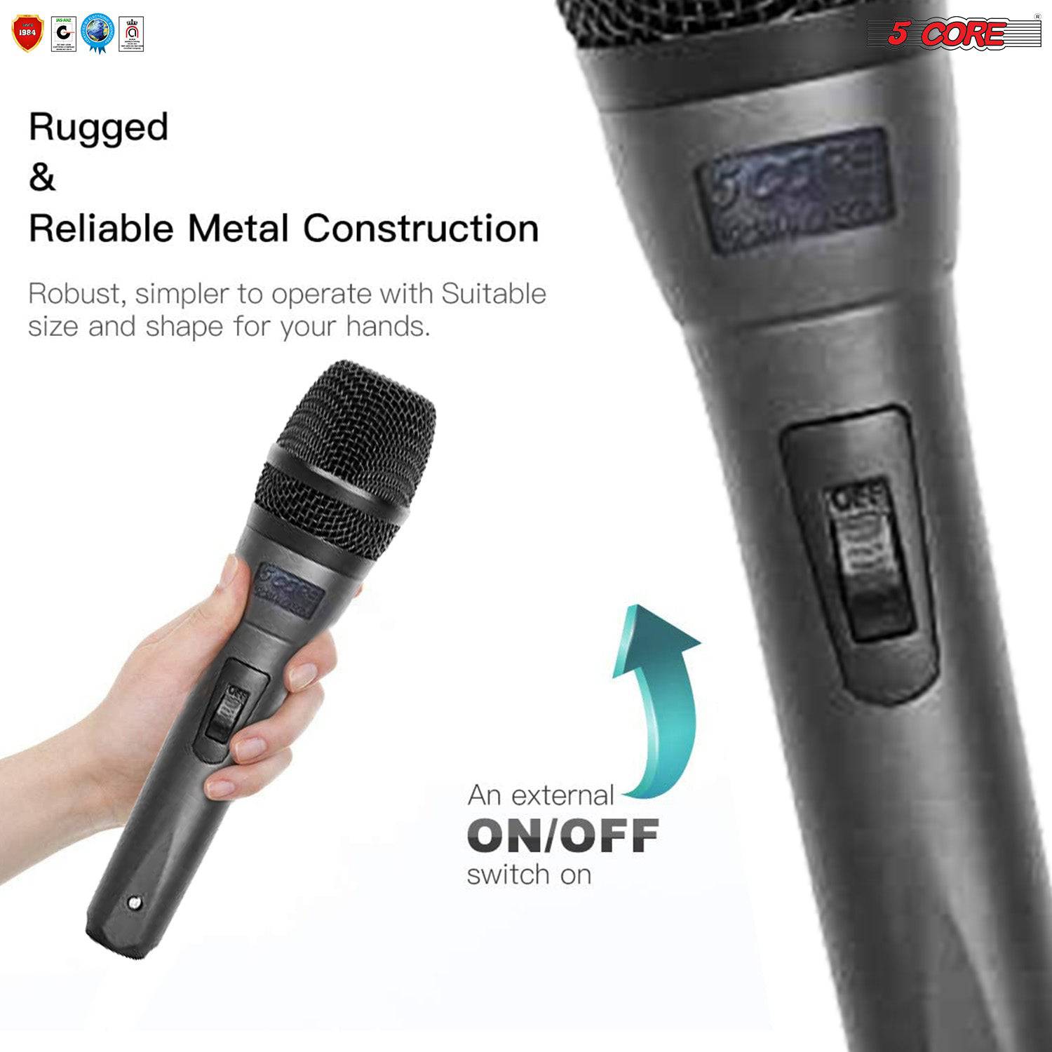 5 CORE Premium Vocal Dynamic Cardioid Handheld Microphone Neodymium