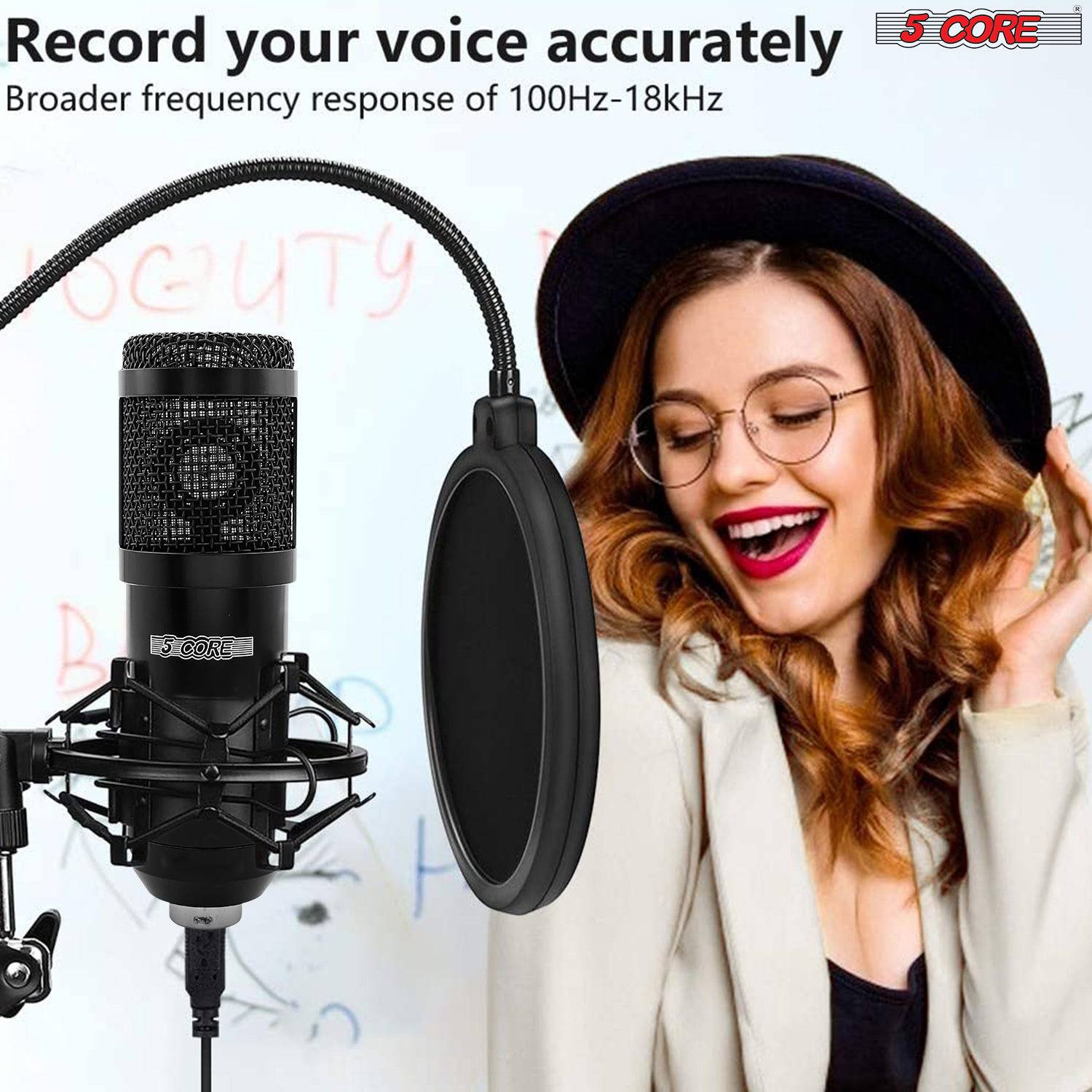 5Core Pro Audio Condenser Recording Microphone Set Podcast Gaming PC