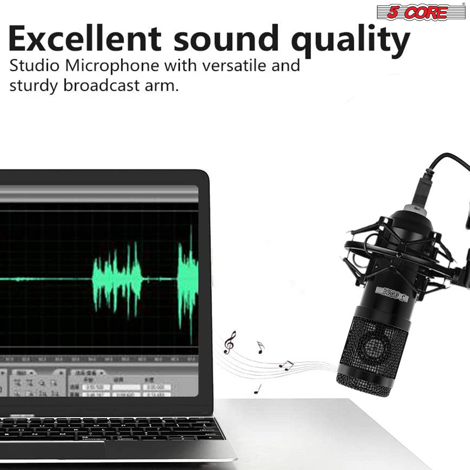 5Core Pro Audio Condenser Recording Microphone Set Podcast Gaming PC