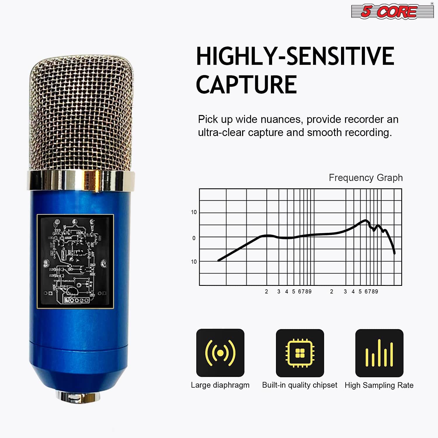 Premium Pro Audio Condenser Recording Microphone Podcast Gaming