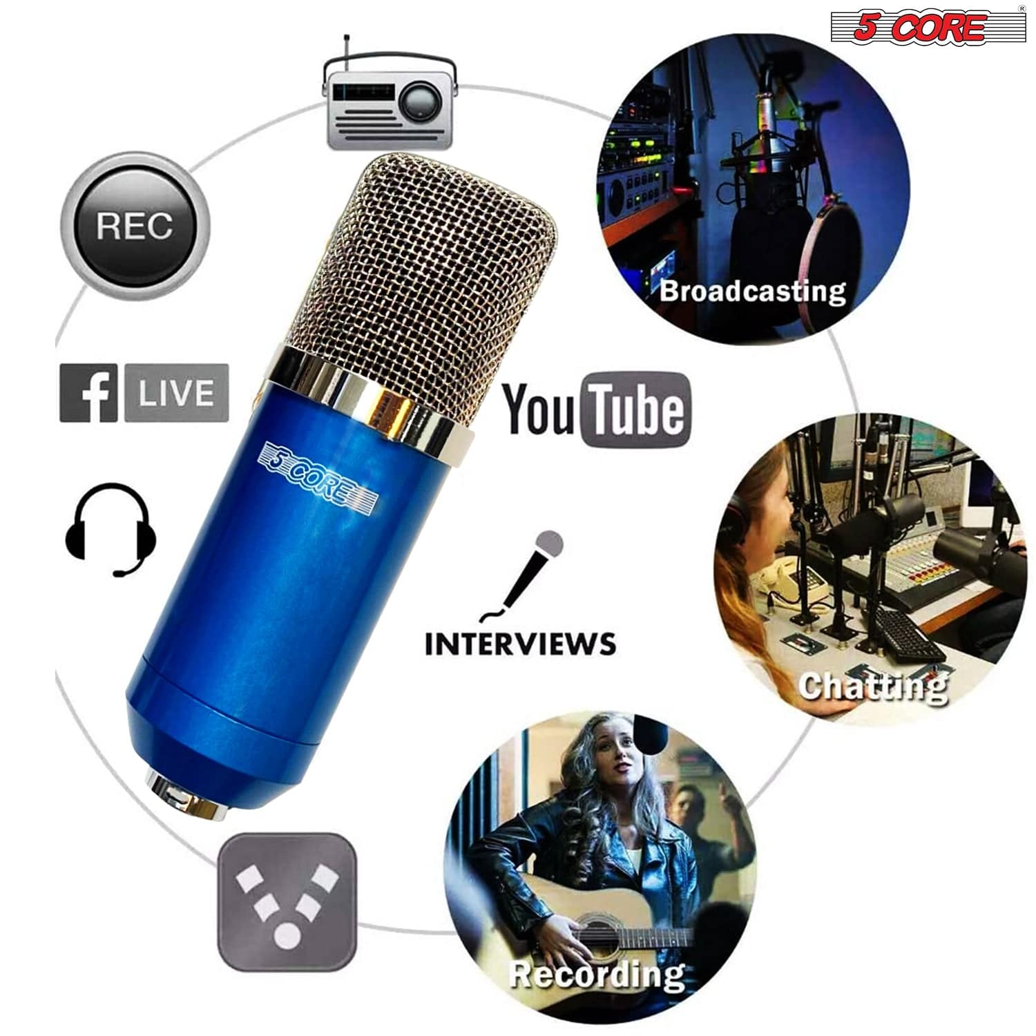 Premium Pro Audio Condenser Recording Microphone Podcast Gaming