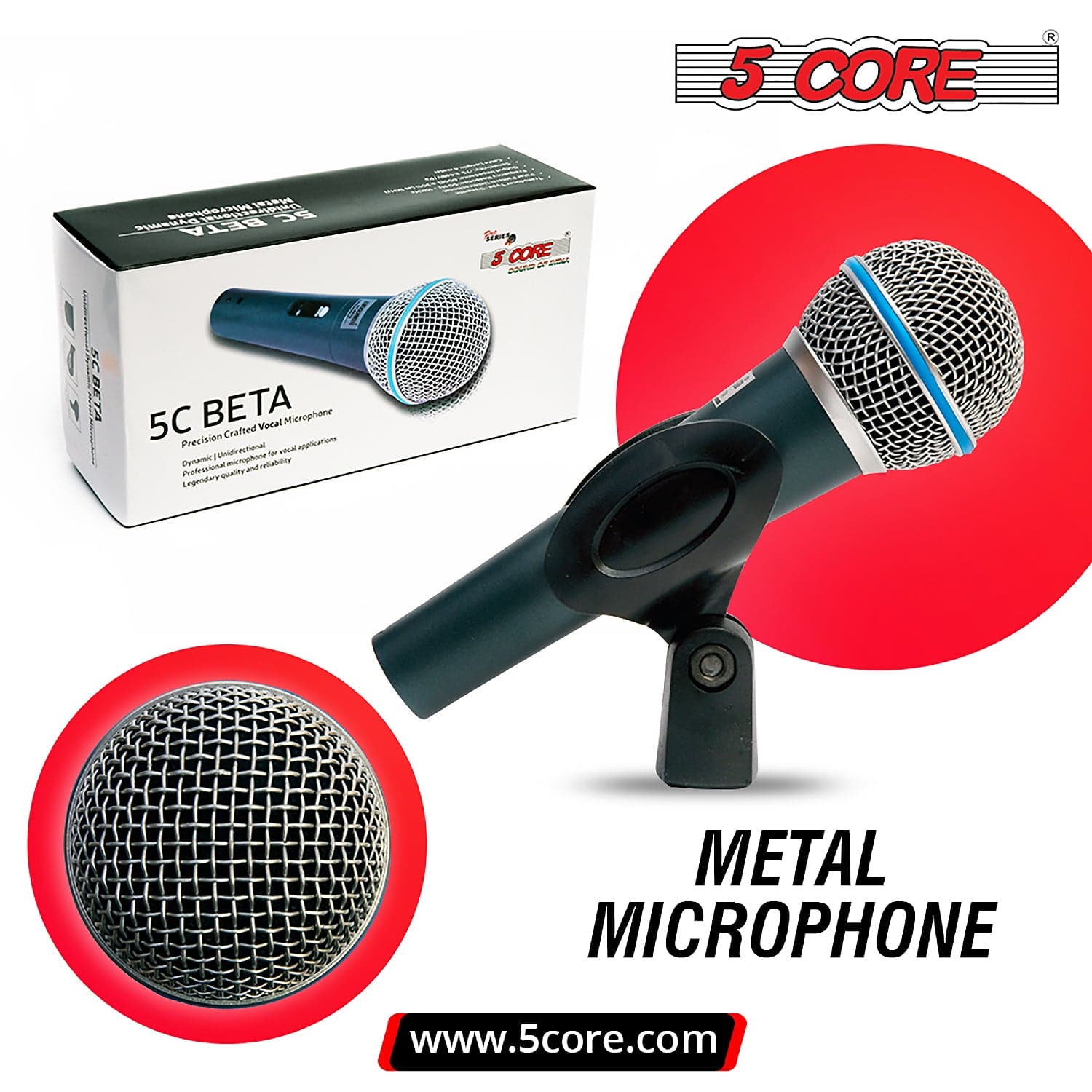 5 CORE Premium Vocal Dynamic Cardioid Handheld Microphone