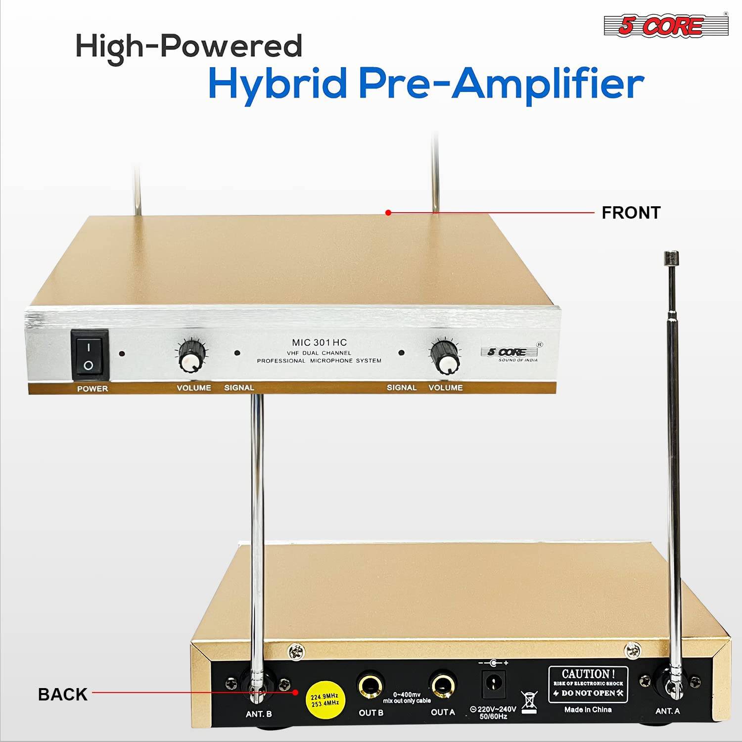 5Core VHF Dual Channel DIGITAL PRO Wireless Microphone System with