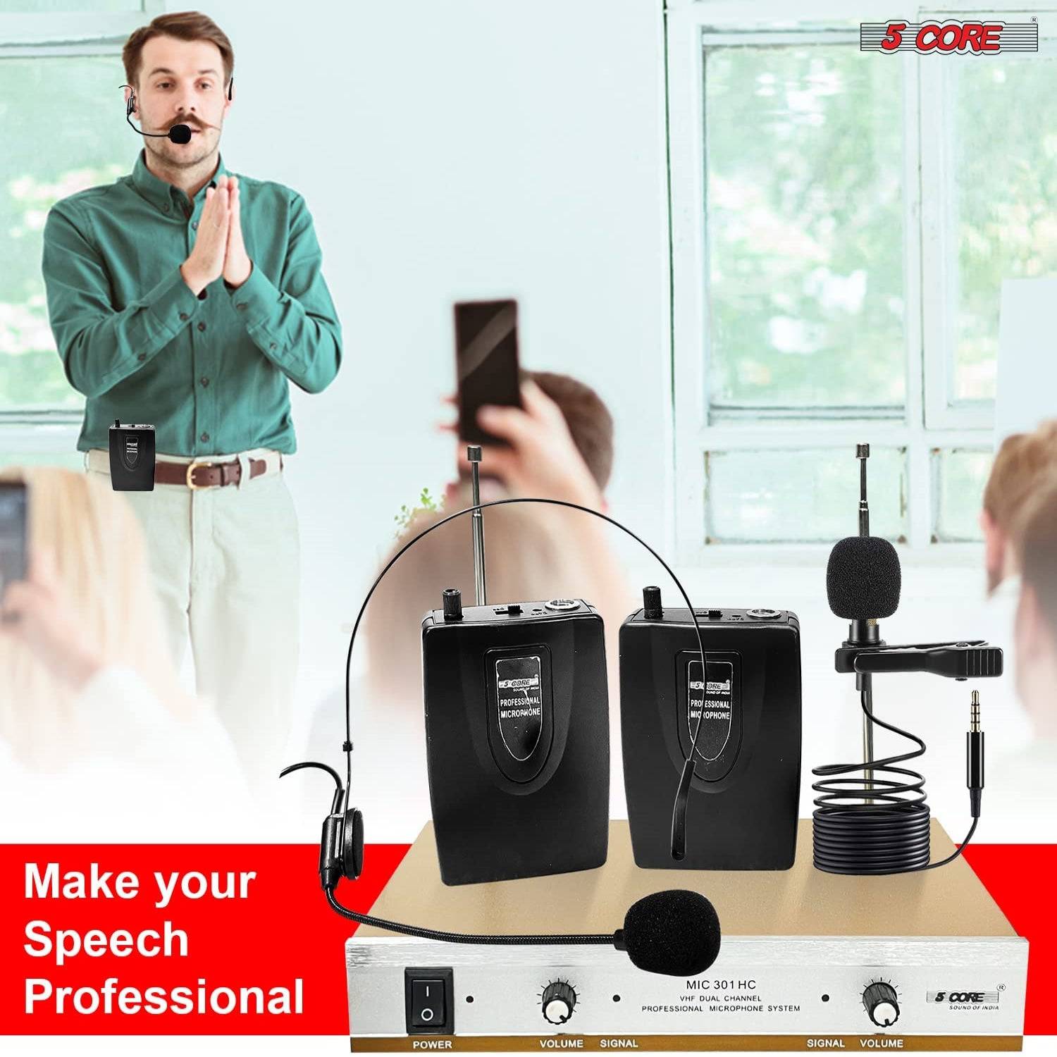 5Core VHF Dual Channel DIGITAL PRO Wireless Microphone System with