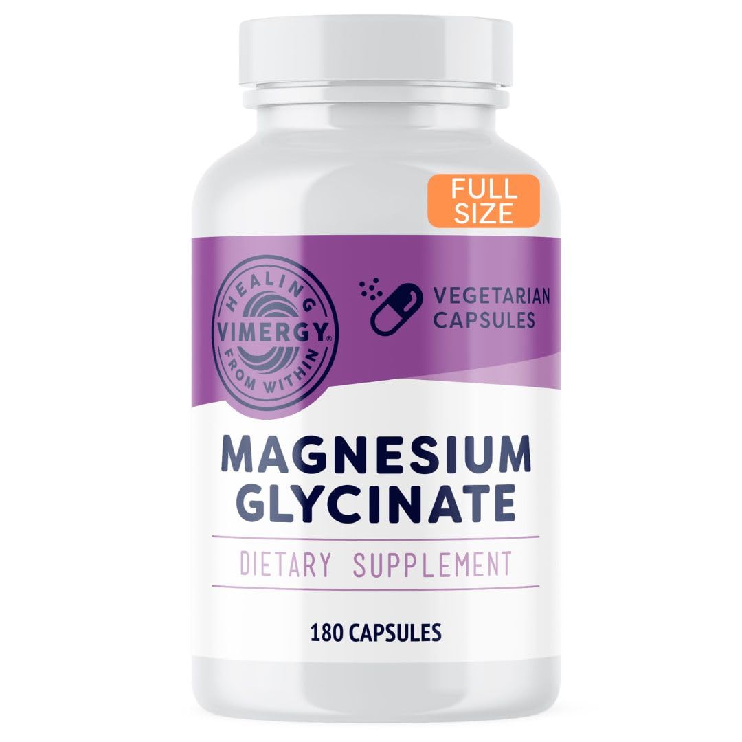 Vimergy Magnesium Glycinate, 90 Servings – with Turmeric & Ginger - Promotes Relaxation & Sleep – Supports Bone, Muscle & Heart Health - Gluten-Free, Kosher, Vegan & Paleo Friendly, Capsule