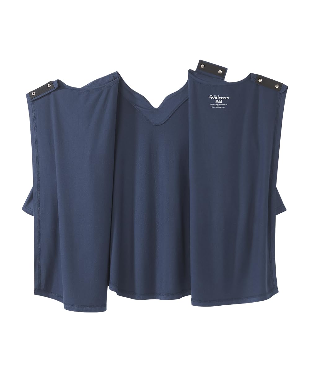 Silverts Women's Open Back Vneck Embellished Top - Adaptive Clothes for Elderly Seniors - Wheelchair Surgery Recovery Shirt - Bedridden Patient Comfort Post Surgical Clothing - Indigo LGE