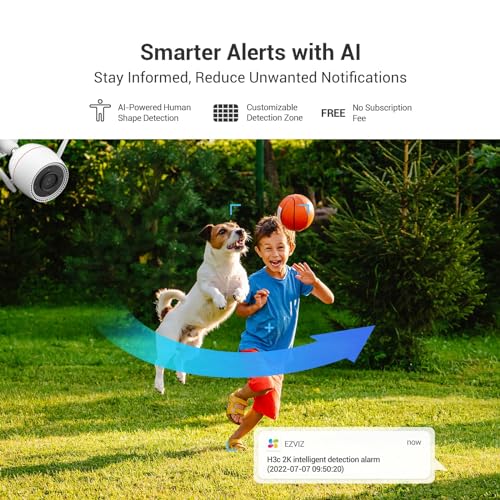 EZVIZ Custom Voice Alerts, 2K Outdoor Cameras for Home Security Outside, WiFi Surveillance Camera, No Subscription with Color Night Vision, IP67 Waterproof, Motion Detection, Two-Way Talk, Alexa