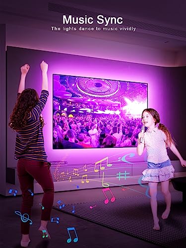 GIPOYENT TV Light Strip, Music Sync LED TV Backlights, for 32-50 Inch TV, LED TV Light with Bluetooth Function - RGB Color Changing Light Strip for Home Theater (9.8ft)