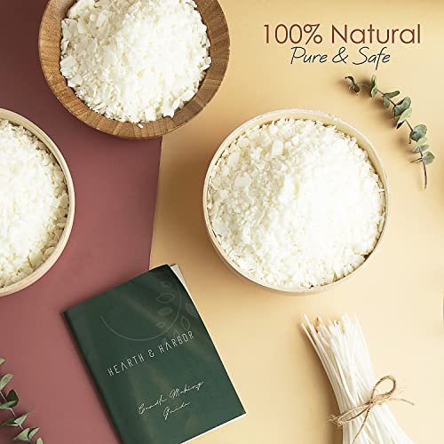 Hearth & Harbor Organic Soy Candle Wax for Candle Making, 2 lbs Natural Candles Making Supplies, Beeswax-Free, Paraffin-Free, Pure Soy Wax Flakes Perfect for Candles, Tealights and Melts