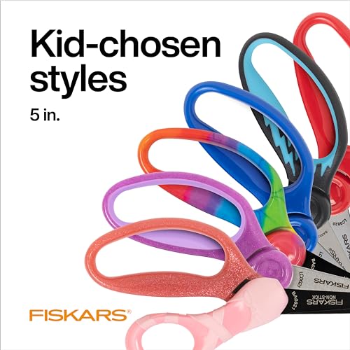 Fiskars 5" Blunt-Tip Scissors for Kids 4+ - Scissors for School or Crafting - Back to School Supplies - Blue