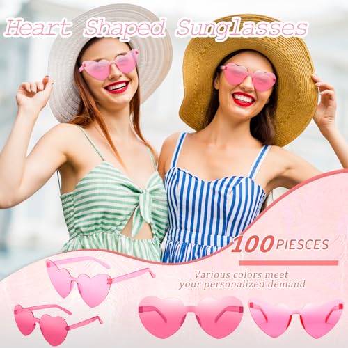 Salfboy 100 Pairs Heart Shaped Sunglasses for Women Heart Sunglasses Bulk Cat Eye Glasses for Bachelorette Party Favors