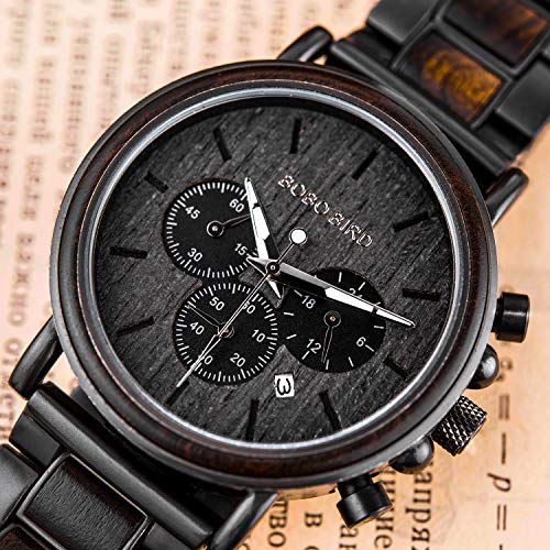 2win Engraved Personalized Wooden Watch for Boyfriend My Man Fiancé Husband Customized Wooden Watches for Men Personalized Watch (B-for-Boyfriend)