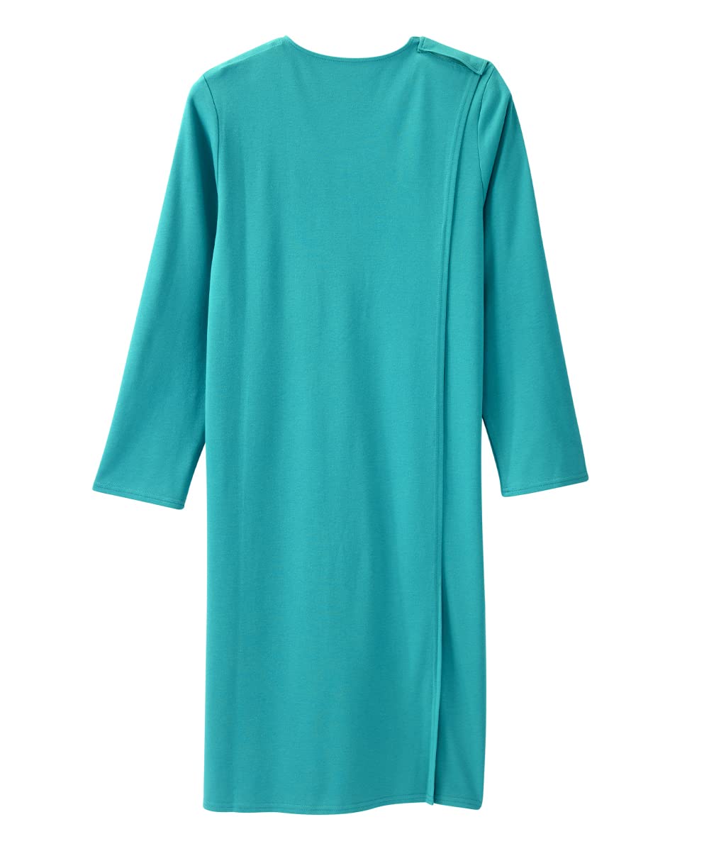 Silverts Hospital Gowns for Women Open Back, Night Gowns for Elderly Women, Adaptive Clothing for Seniors, Hospice Care Supplies, Hospital Robe, Old Lady Dress - Teal Blue LGE