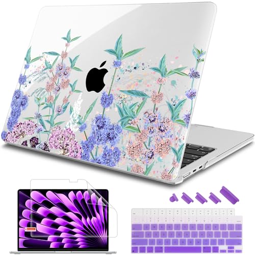 Tuiklol for MacBook Air 15 inch Case 2024 2023 Release M3 M2 Chip, Model A3114 A2941 Hard Shell Case with Keyboard Cover & Screen Protector & Dust Plug for MacBook 15.3 M2 Cover, Moon and Mountain