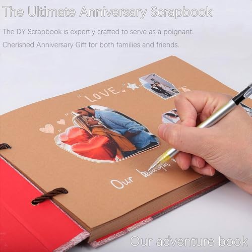Our Adventure Book Scrapbook DIY Handmade Retro Style Travel Souvenir, 11.92 x 7.62" Leather-Bound Scrapbook Inspired by 'Up', Gift for Couples Anniversary, Weddings, Travelling, Birthday, Christmas