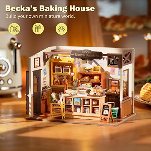 Rolife DIY Miniature Dollhouse Kit 1/24 Scale Candy House with LED Room Making Kit Craft Hobby Kit Gifts for Boys Girls