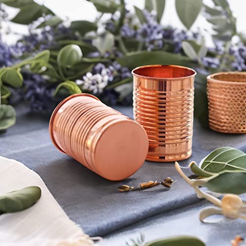 2 Activelife Bean Tin Plan Design Pure Copper Tumbler Set of 2 | Drinking Water with Copper Cups | Premium Quality Copper Tumblers for Home, Office, Hotel, Travel, and Gifting - Set of 2 12oz