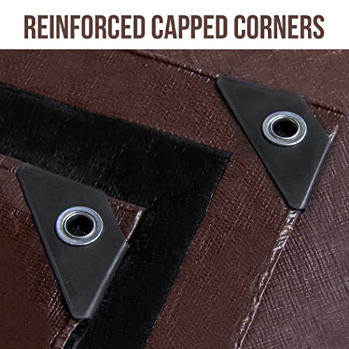 CARTMAN Finished Size 14x20 Feet Extra Thick 16 Mil Ultra Heavy Duty Poly Tarp, Multipurpose Protective Cover, UV Resistant, Waterproof Poly Tarpaulin with Reinforced Edges