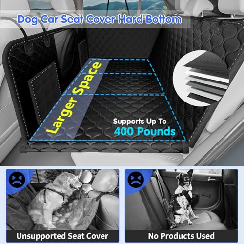 Back Seat Extender for Dogs - Heavy Duty Dog Car Seat Cover for Back Seat Hard Bottom Dogs Seat Cover Extender, Dog Hammock for Car Travel Dog Car Bed, Pet Cover Backseat Protector with Mesh Window