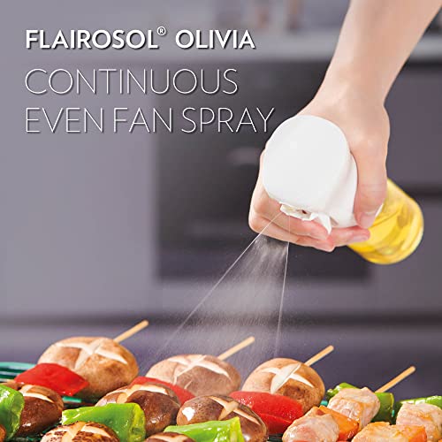 FLAIROSOL OLIVIA Oil Sprayer for Cooking, 130ml /4.4oz Glass Olive Oil Sprayer, Continuous Spray with Portion Control, Oil Dispenser Bottle for Kitchen, Air Fryer, Frying, Salad, BBQ (Golden Leaves)