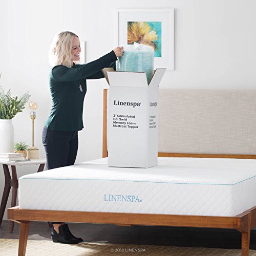 Linenspa 3 Inch Gel Swirl Convoluted Memory Foam Topper +Cover – Improved Airflow –Machine Washable-Cover, Twin XL