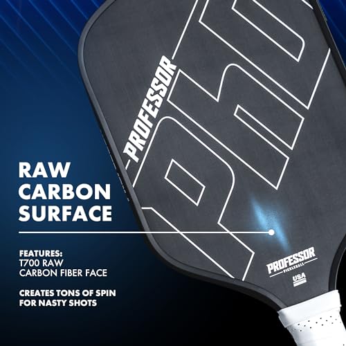 Professor PhD T700 Raw Carbon Fiber Premium Pickleball Paddle Racket - Precision Honeycomb Core - Enhanced Power & Control - USAPA Pickleball Approved