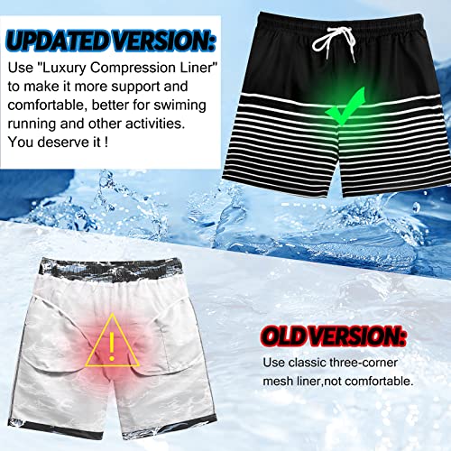 Mens Swim Trunks with Compression Liner 2 in 1 Quick Dry Bathing Suit Swim Shorts Boxer Brief Liner