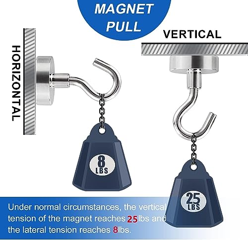 LOVIMAG Cruise Essentials Must Haves, 40lbs Magnetic Hooks for Cruise Cabins with Epoxy Coating, Black Neodymium Magnets with Hooks for Hanging, Refrigerator, Ceiling, Classroom, Office,Kitchen-4 Pcs