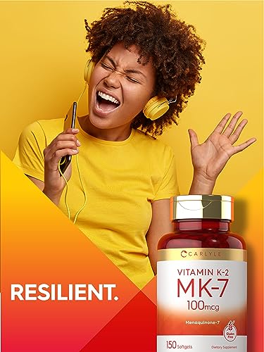 Carlyle Vitamin K2 MK7 100 mcg | 150 Softgels | Non-GMO, Gluten Free Supplement