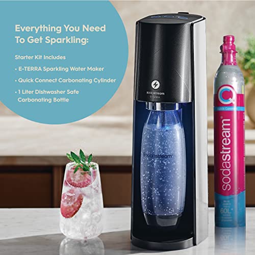 SodaStream E-TERRA Sparkling Water Maker (Black) with CO2, Carbonating Bottle, and Pepsi® Zero Sugar Mix