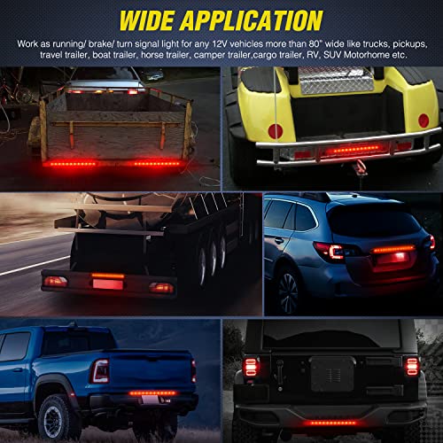 Nilight LED Trailer Light Bar 16Inch 12 LED Red Running Brake Sequential Turn Signals Tail Light Waterproof Rear Maker ID Bar for 12V Trailer Boat Truck RV