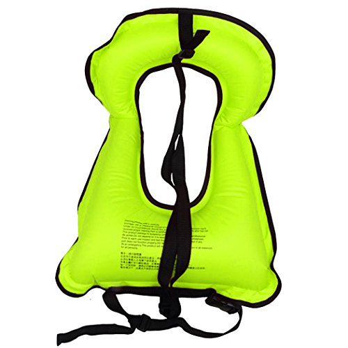 Lyuwpes Inflatable Snorkel Vest Adult Snorkeling Jackets Free Diving Swimming Safety Load Up to 220 Ibs Green