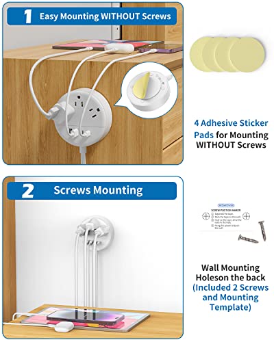 Flat Extension Cord 5 ft, NTONPOWER Flat Plug Power Strip with 3 Outlets 4 USB Ports(2 USB C),Ultra Thin Extension Cord Under Carpet, Mountable, for Travel Cruise Ship Home Office Dorm Room