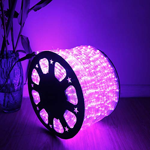 HuiZhen 100 Feet 720 LED Rope Lights,2-Wire Low Voltage Waterproof Rope Lights Outdoor,Indoor Background Lighting Idear for Trees,Bridges,Eaves,Pool,Wedding Use(Purple)