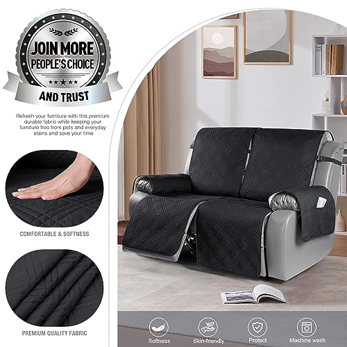 TAOCOCO 100% Waterproof Recliner Sofa Covers 3 Seater, Split Couch Covers for Reclining Couches for Kids Pets, Non Slip Reclining Couch Covers Furniture Protector with Straps(3 Seater, Navy Blue)