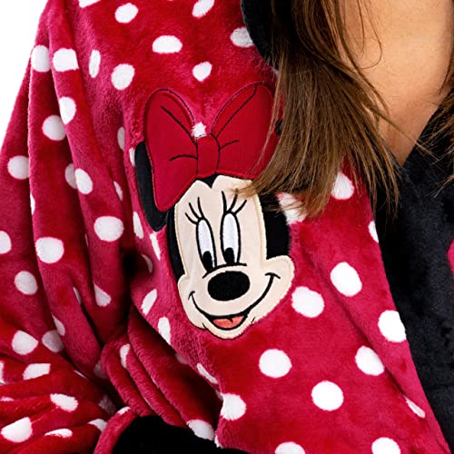 Disney Women's Robe | Minnie Mouse Bathrobe | Fluffy Robe for Women Size Small Red