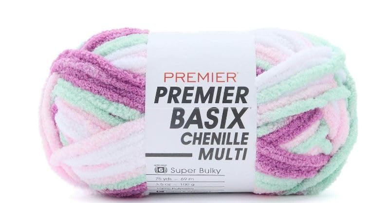 Premier Yarns Basix Chenille Brights Yarn 5.3 Oz Each Skein 6 Super Bulky Chunky Weight 3 Pack Bundle with Bella's Crafts Stitch Markers (Orchid)