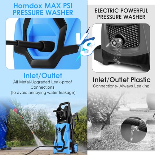 Power Washer Homdox HD 4000 Pressure Washer 1700W Electric Power Washer High Pressure Cleaner Machine with 4 Nozzles Foam Cannon,Best for Cleaning Homes, Cars, Driveways