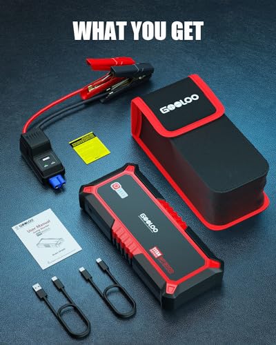 GOOLOO Upgraded GP3000 Jump Starter 3000A Peak Car Starter (Up to 9L Gas or 7L Diesel Engine) 12V Jump Box Auto Lithium Battery Booster SuperSafe Portable Power Pack with USB Quick Charge, Type-C Port