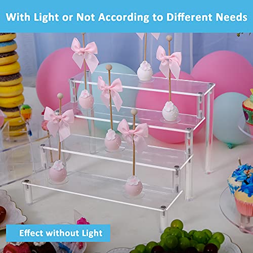 YestBuy Display Shelf Cake Stand – 4 Tier Shelf Cake Pop Stand – Multifunctional and Durable Acrylic Stand – Mounting Hardware Included – Ideal for Desserts, Cosmetics, Glassware, Figurines