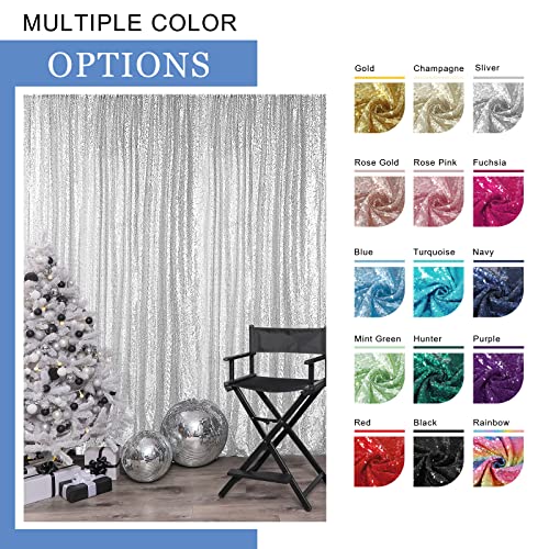 Hahuho Turquoise Sequin Backdrop Curtain, 4PCS 2FTx8FT Glitter Backdrop Curtain for Parties, Christmas, Wedding, Party Decoration（4 Panels, 2FT x 8FT, Turquoise