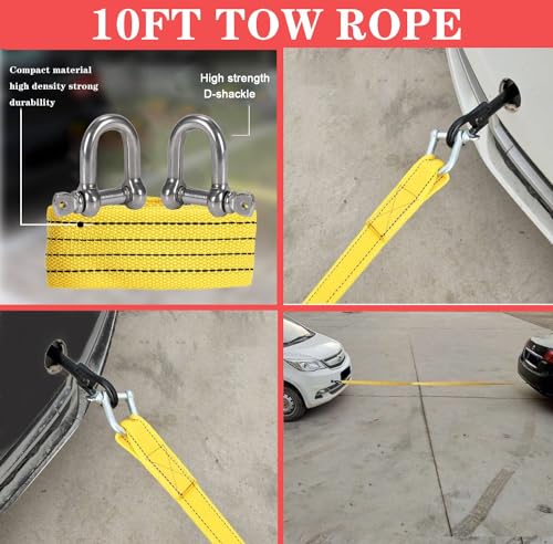 LIANXIN Car Roadside Emergency Kit, with Jumper Cables Automotive Kit,Car Safety Roadside Assistance Kit Headlamp,Tow Straps, Safety Hammers, Rainwear, Gloves.Black