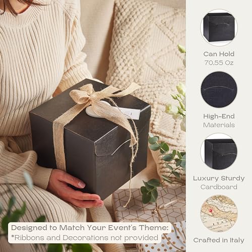 Boxes Craftory Pack of 10 Gift Boxes for Presents (7.87 x 7.87 x 7.08 inch) - Ideal for Groomsmen Boxes, Fathers Day Gift Boxes and Graduation Gift Boxes | Black Silk