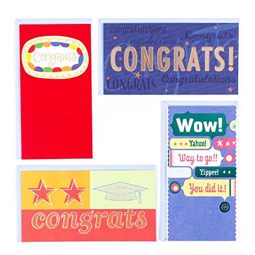 Hallmark Graduation Cards Money Holder or Gift Card Holder Assortment (4 Cards with Envelopes) (999GMR7255)