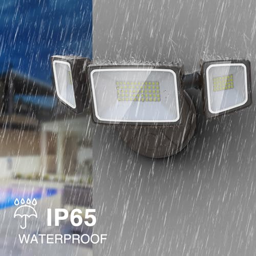 Onforu 2 Pack 60W Flood Lights Outdoor, 6000LM LED Floodlights Switch Controlled, IP65 Waterproof Exterior Lighting Fixture with 3 Adjustable Heads, 6500K Security Light for Eave Garage Yard